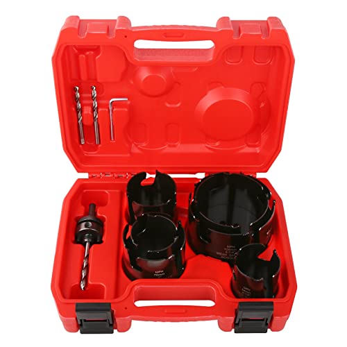 Vearter 10Pcs 54-108mm Carbide Tipped Multi-Purpose Hole Saw With Set For Wood MDF Cement Board, Plaster Cover