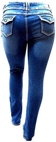 Jack David Womens Plus Size Distressed Ripped Destroy Blue Denim Jeans Skinny Bootcut Pants