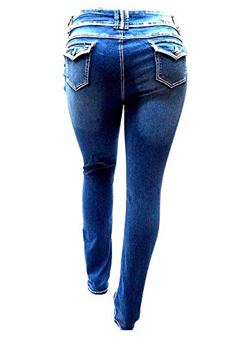 Jack David Womens Plus Size Distressed Ripped Destroy Blue Denim Jeans Skinny Bootcut Pants3