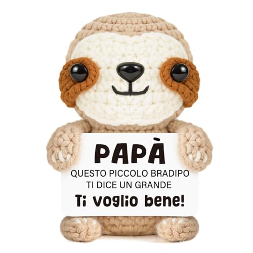 Giftasy Regalo Papà, Regalo Papa Compleanno - Pupazzo di Bradipo all’Uncinetto Fatto a Mano, Regali per Papà, Idea Regalo Festa del Papà, Natale Originali