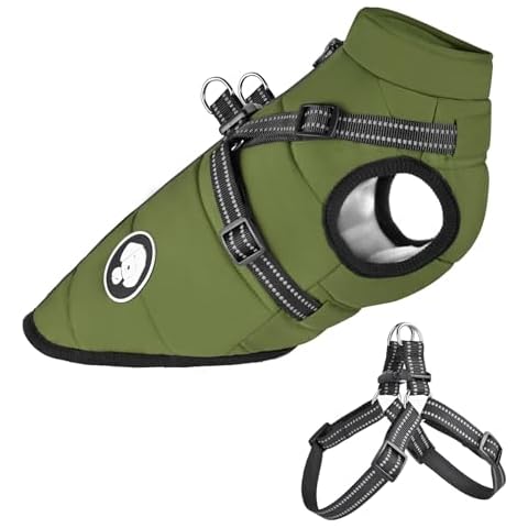 Ossxixo Waterproof Winter Dog Jacket with Harness Cover