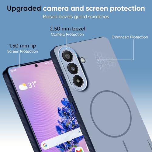 Image of KARWAN Slim Shockproof Back Case Cover Compatible with Samsung Galaxy S24FE,Dual Layer Armor Protection with Matt Finish, Heavy Duty Cover with Magnetic MagEase Wireless Charging (Blue)