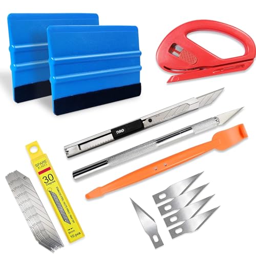 tiptopcarbon Car Vinyl Wrap Window Tint Film Tool Kits with Felt Squeegee Wrap Stick for Vinyl Installation