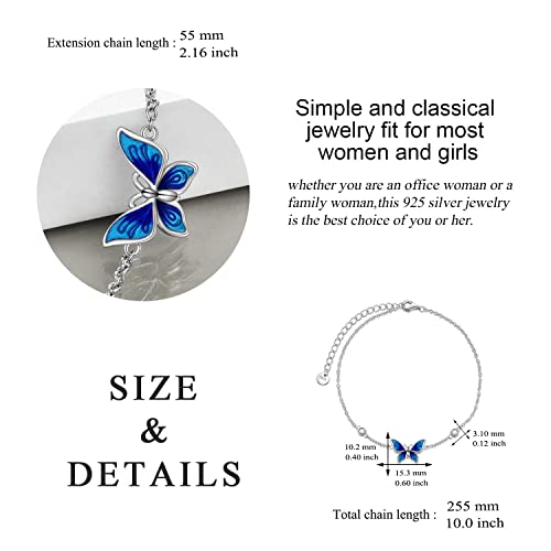 Image of YAFEINI Anklet Bracelets for Women Girls Sterling Silver Hummingbird /Dragonfly /Butterfly Link Chain Anklets Jewelry Gifts