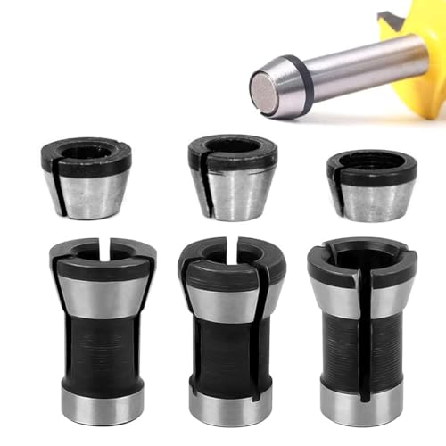 Image of Serplex Router Machine Collet Set, 3 Sizes 6mm /1 /4 /8mm Woodworking