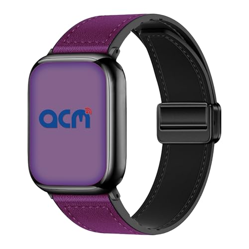 Image of ACM Watch Strap Leather Magnetic Silicone 22mm compatible with Oneplus Watch 2r Smartwatch Belt Luxury Band