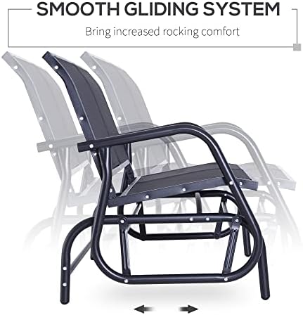 Outsunny 2-Person Outdoor Glider Bench Patio 2 Seater Swing Gliding Chair Loveseat w/Power Coated Steel Frame for Backyard Garden Porch, Black