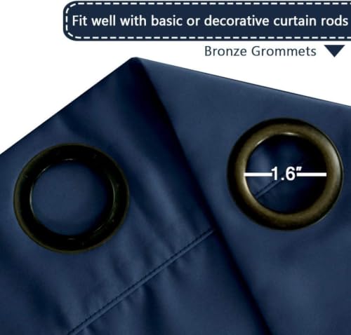Image of H.VERSAILTEX Blackout Patio Curtains 100 x 90 Inches for Sliding Door Extral Wide Blackout Curtain Panels Thermal Insulated Room Divider - Grommet Top, 7.5' Tall by 8.3' Wide - Navy Blue