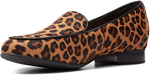 Image of Clarks womens Un Blush Ease flats shoes, Leopard Print, 8 US