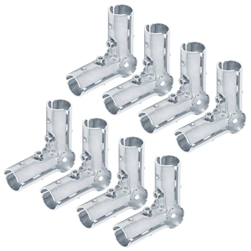 eoere 8 Sets 1-3/8 Inch(32-34mm) 90 Degree Structural Pipe Connector 3 Way Metal Joint Chain Link Fence Clamp, Carbon Steel Corner Fitting End Rails Clamps, Thickness 2.5mm