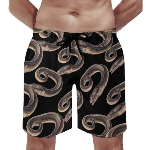 EEL Fish Men's Swim Trunks Board Shorts Beachshorts Swimsuits with Pockets Mesh Liner