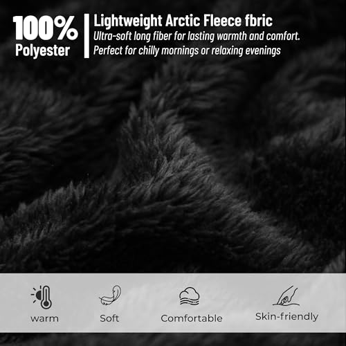 Mens Fleece Hooded Robe, Plush Robes Cozy for Men, Soft Warm Bathrobe Shower Spa Long Robe With Pockets2