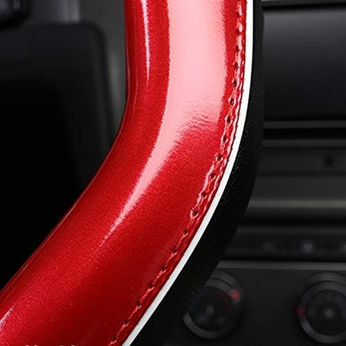 D Cut Steering Wheel Cover - D Shaped Flat Bottom Microfiber Leather Anti-Skid Breathable Fit 14.5"-15" (Red)