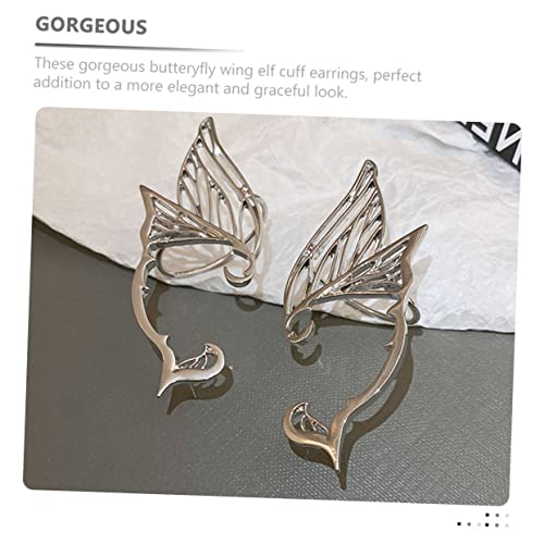 Boucle d'oreille costume elfe aux détails d'ailes ciselées - 2