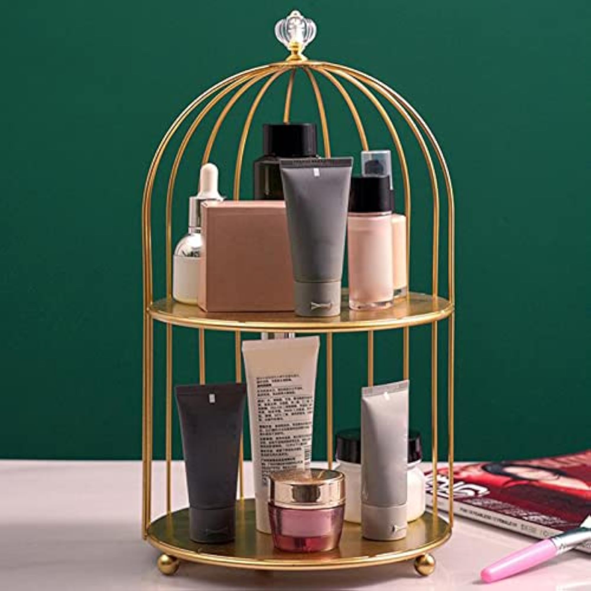 2X Bird Cage Desktop Perfume Organizer Countertop Rack