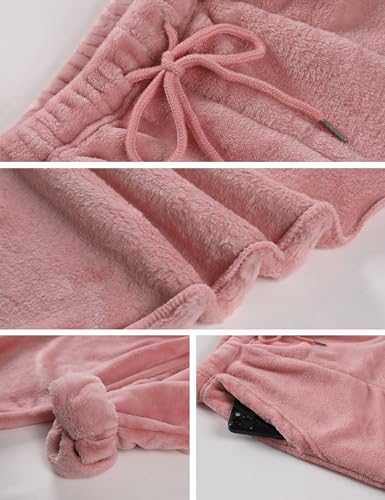 Tanming Womens Plush Fuzzy Pajama Pants Fleece Sleepwear Loungewear Trouser Pj Pants with Pockets2