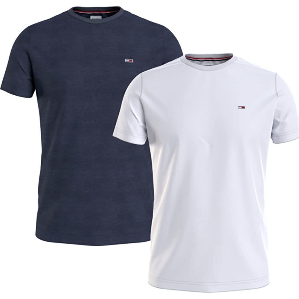 Tommy Jeans Tjm Xslim 2Pack Jersey Tee Ext Dm0Dm15381, Tops de punto S/C Hombre, White (White / Twilight Navy), M