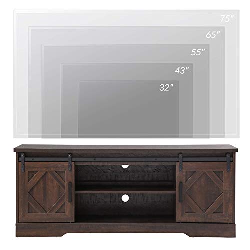 Wampat Farmhouse Tv Stand Modern Sliding Barn Door Entertainment Center For Tvs Up To 65 Inch thumb #5