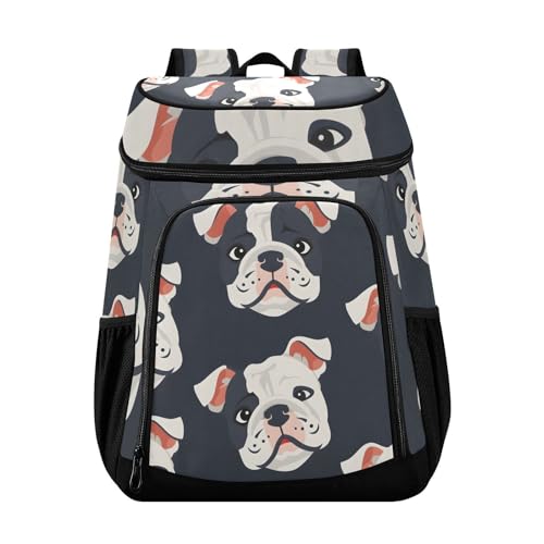 Repeat Bulldog Dog Cooler Backpack Cooler Insulated Leak Proof Lunch Backpack 36 Cans Waterproof Soft for Men Women Picnic Hiking Camping Beach