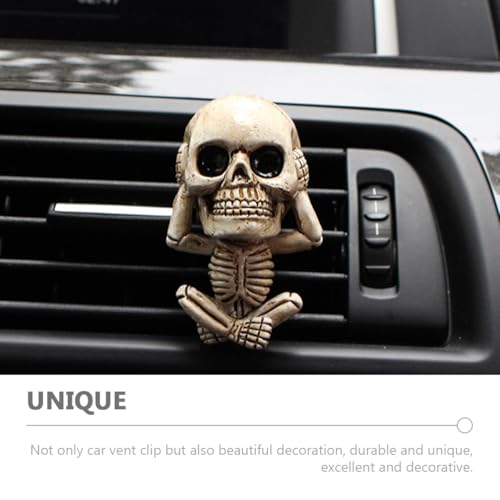 Image of GLEAVI Skull Car Vent Clips 3Pcs Car Air Vent Clip Skull Car Charms Car Air Freshener Accessories Automotive Interior Decoration Halloween Car Decorations Interior for Men Women, Beige