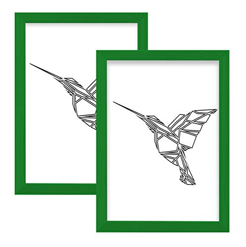 postergaleria Cadre de l'image | 18x24 | Lot de 2 | Vert | Bois | Plexiglas | 8 Couleurs | 10 Tailles | Cadre d'affiche | Cadre Photo