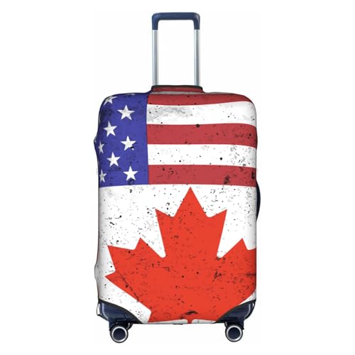 Travel Luggage Cover Half America And Half Canada Flag Fashion Washable Baggage Suitcase Protector Fit For Luggage Small
