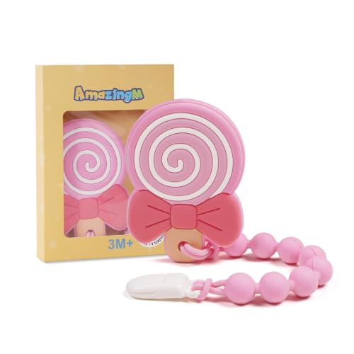Image of Baby Lollipop Teether Toy with Pacifier Clip Holder,BPA Free,0 Months+