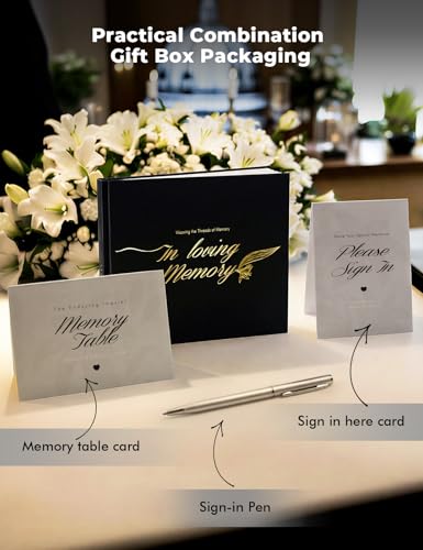 Image of molekaus Funeral Guest Book, Celebration of Life Memorial Book | Leather, Holds 270 Signatures, For Memorial Service, Includes 2 Table Signs & Pen, Grey