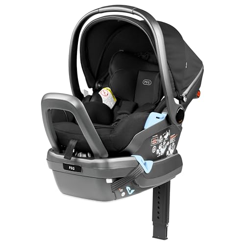 Peg Perego Primo Viaggio Lounge - Reclining Rear Facing Infant Car Seat - Includes Base with Load Leg & Anti-Rebound Bar - for Babies 4 to 30 lbs - Made in Italy - True Black (Black)