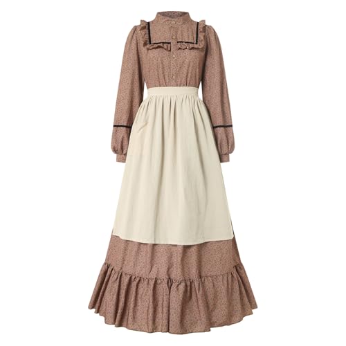 Générique Femme Victorienne Costume De Servante Robe à Fleurs Pionnière avec Bonnet Et Tablier...