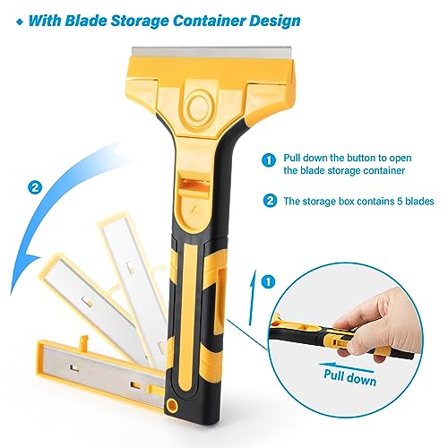 Image of Gomake Razor Blade Scraper Tool Wall Paint Window Glass Scraper with Extra Razor Blades for Sticker,Glue,Paint,Adhesives Removal,Glass Top Stove Cleaning