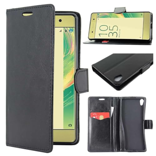 ebestStar - Coque Compatible avec Sony Xperia XA, XA Dual Etui PU Cuir Housse Portefeuille Porte-Cartes Support Stand, Noir [Appareil: 143.6 x 66.8 x 7.9mm,...