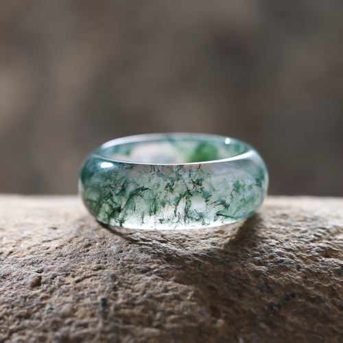 Natural Moss Agate Ring for Women & Men Natural Green Gemstone Rings Agate Jewelry Gift2
