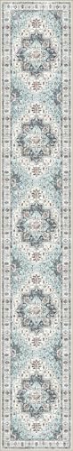 Madane Hallway Runner Rug 3x18 - Kitchen Rugs 18ft Washable Entryway Rug Vintage Kitchen Runners Non Slip Indoor Area Rug Farmhouse Carpet Runner for Bathroom Living Room Bedroom, Blue