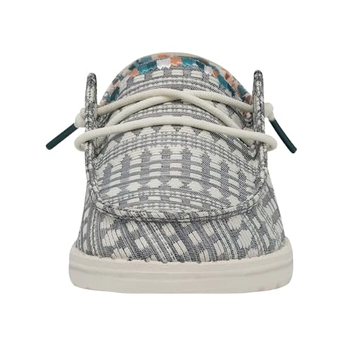 Image of HEYDUDE Women's Wendy Boho Slip On Shoe, Embroidery Grey Size 11 | Lightweight Casual Loafer with Memory Foam Insole