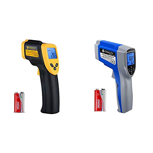 Etekcity Lasergrip 1080 Non-Contact Digital Laser Infrared Thermometer Temperature Gun -58?~1022?, Yellow and Black & Lasergrip Dual Laser (Human) Infrared Thermometer 1022D, Blue & Gray