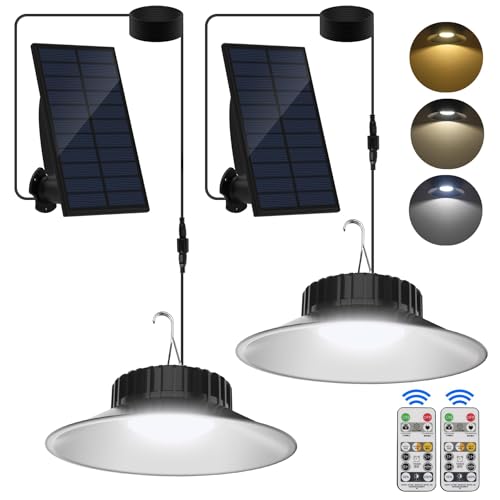 NATPOW Lampe Solaires Extérieur, Suspendues Lampe Solaire Extérieur et Intérieur avec Télécommande, 3 Températures de Couleur, Étanche IP65 pour Jardin...