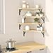 ROMGUAR CRAFT Corner Floating Shelves Wall Mounted Set of 4, Rustic Wood Storage Display Wall Shelves for Home Decor, Bathroom, Kitchen, Bedroom, Living Room, Office (Natural)