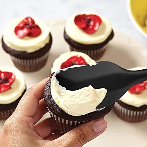 Image of Baskety Silicone Non-Stick Heat Resistant Multi-Purpose Kitchen Tools | Set of 2 Black | Spatula Small 21cm + Spatula Spreader /Butter Knife 24cm for Cooking & Baking