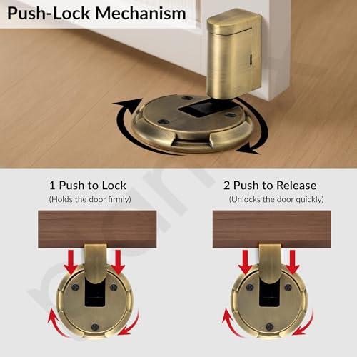 Image of Plantex Door Stopper for Home /Floor Mounted Door Holder /Door Stopper for Hotel /Office /Stops for Door - Pack of 1 (Brass Antique)