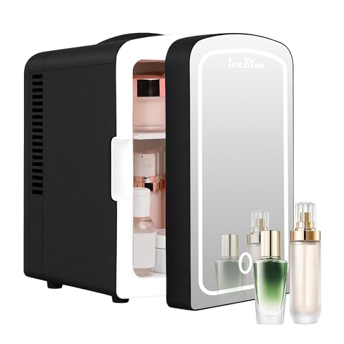Iceblue Mini Fridge, Skincare Fridge with Dimmable LED Light Mirror, 4 Liter /6 Cans Small...