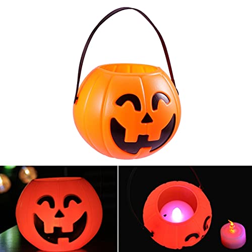 CLISPEED 17cm Halloween Pumpkin Candy Bucket for Kids Portable Trick or Treat Pumpkin Candy Pail Holder Container Jar Halloween Decortaions - Image 4
