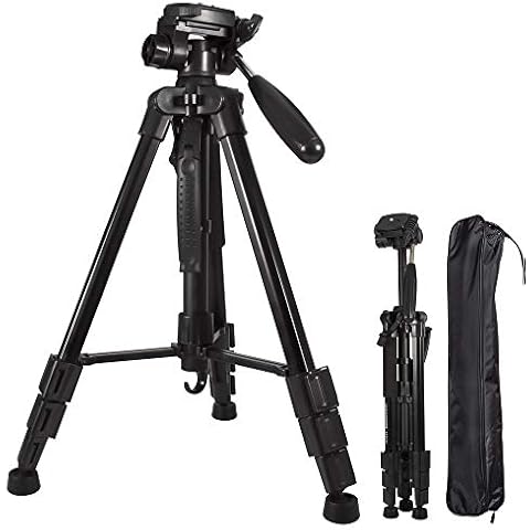 Camera Tripod 140cm/55.1inch Light Weight Tripod for DSLR Canon Nikon Sony, 360° Panorama Standard 1/4 Screw, Compact Portable Tripod for Traveling Cover