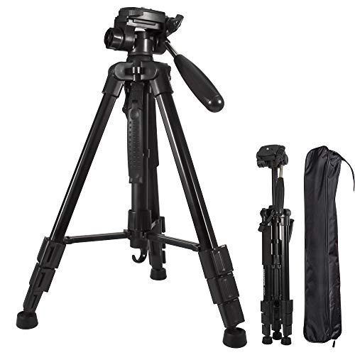 Kamerastativ 140 cm (55,1 Zoll) leichtes Stativ für DSLR Canon Nikon Sony, 360° Panorama Standard 1/4 Schraube, kompaktes tragbares Stativ für Reisen Cover