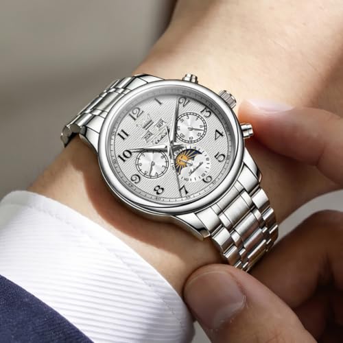 Image of OLEVS Automatic Watches for Men Luxury Skeleton Multi-Function Mechanical Watch Self Winding Date Waterproof Luminous Mens Watch