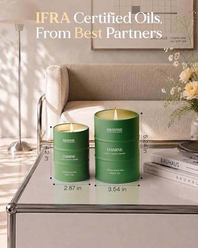 Image of M&SENSE Jasmine Scented Candles Large, Natural Soy Candles 21.2oz 120 Hour Slow Burning,Aromatherapy Candle for Stress Relief Meditation Relaxing