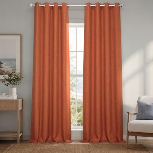 Image of HPD Half Price Drapes Grommet Linen Curtains 84 Inches Long Room Darkening Curtains for Bedroom & Living Room (1 Panel), 50W x 84L, Desert Orange