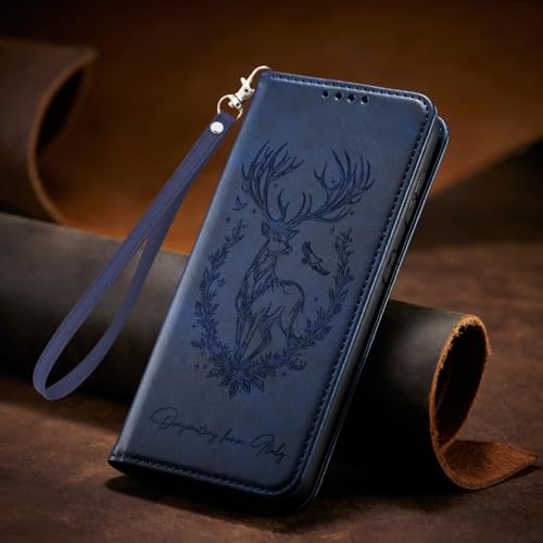 Étui antichoc OPPO Reno 14 Pro 5G portefeuille bleu pour éviter les chutes d'écran