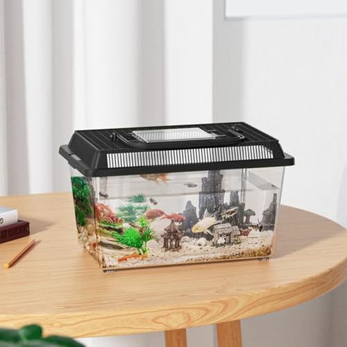 Reptile Keeper Reptile Feeding Box Snake Breeding Tank Small Tank Feeding Box with Handle Terrarium Hatching Carrier for Snail, Outdoor & Home-2