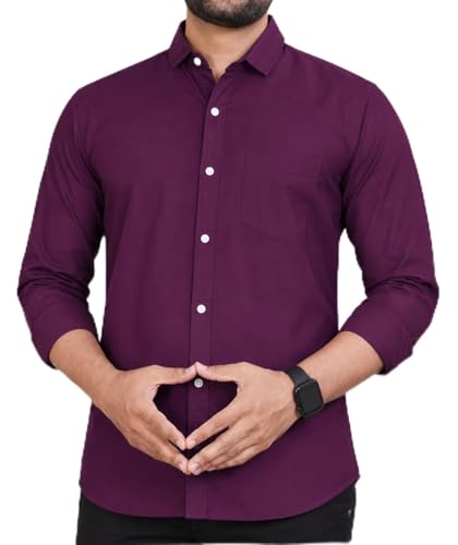 Image of CB-COLEBROOK Men's Casual, Regular Fit, Solid Colour, Lightweight, Button Down, Casual Wear, Shirt with Pocket. Suitable for Office & Casual Use